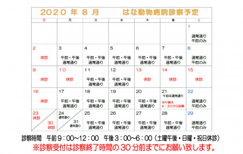 ー8月休診のご案内ー
