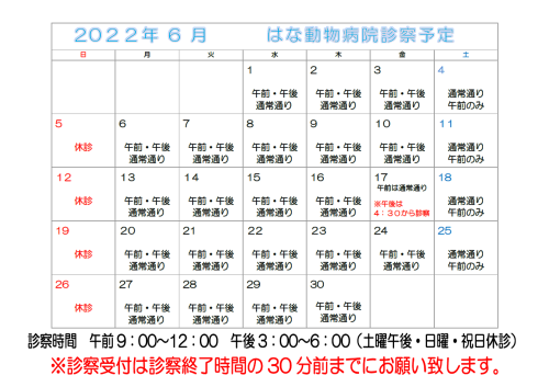 ー6月休診のご案内ー