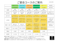 ご宴会コース価格改訂のお知らせ