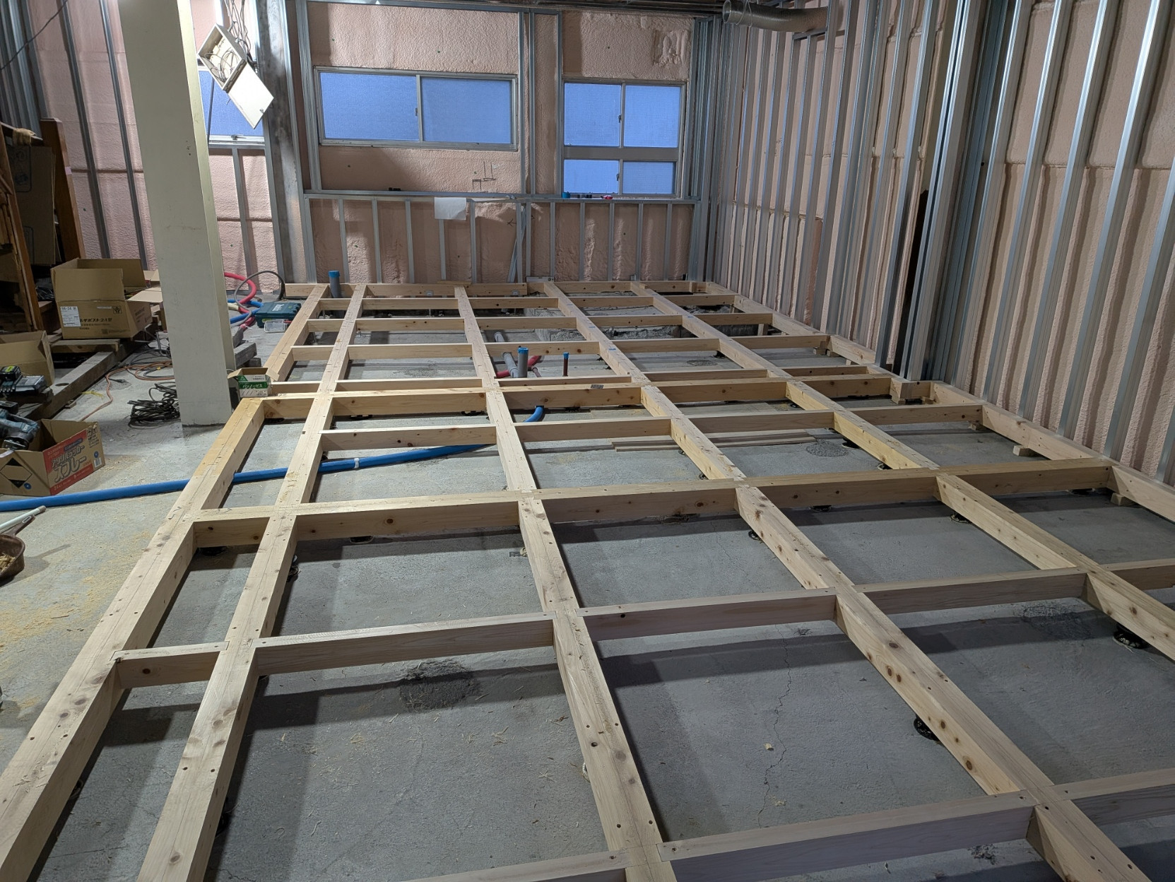 床組工事　大引き