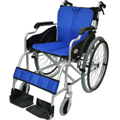 ケアテックジャパン　自走式 アルミ製 折りたたみ 車椅子 ハピネス ブルー CA-10SU