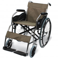 ケアテックジャパン 自走式 スチール製 折りたたみ 車椅子 ウィッシュ CS-10 ハーリキンチェック
