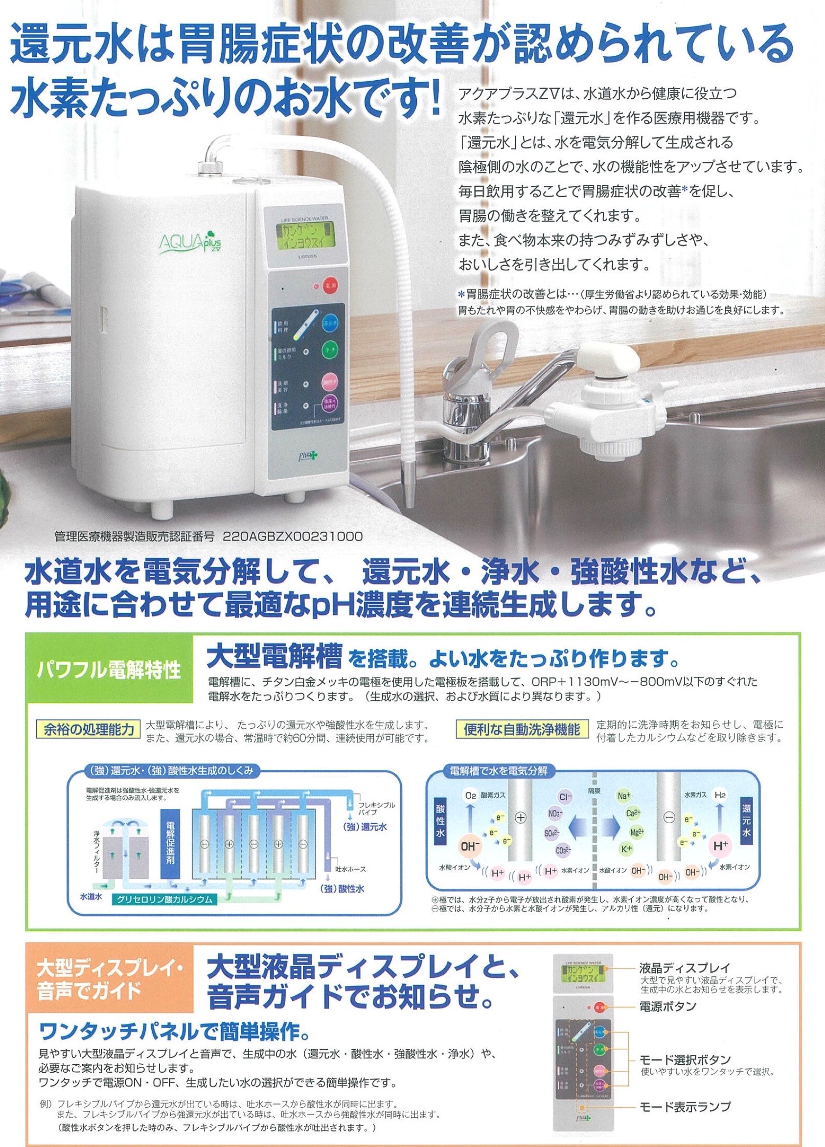 商品 > 水素水・強電解水(次亜塩素酸水) アクアプラスZⅤ - グランツ