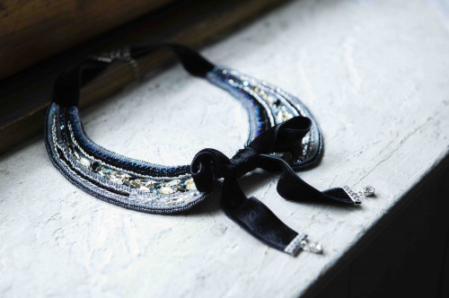 Detachable collar necklace -Night blue-.JPG