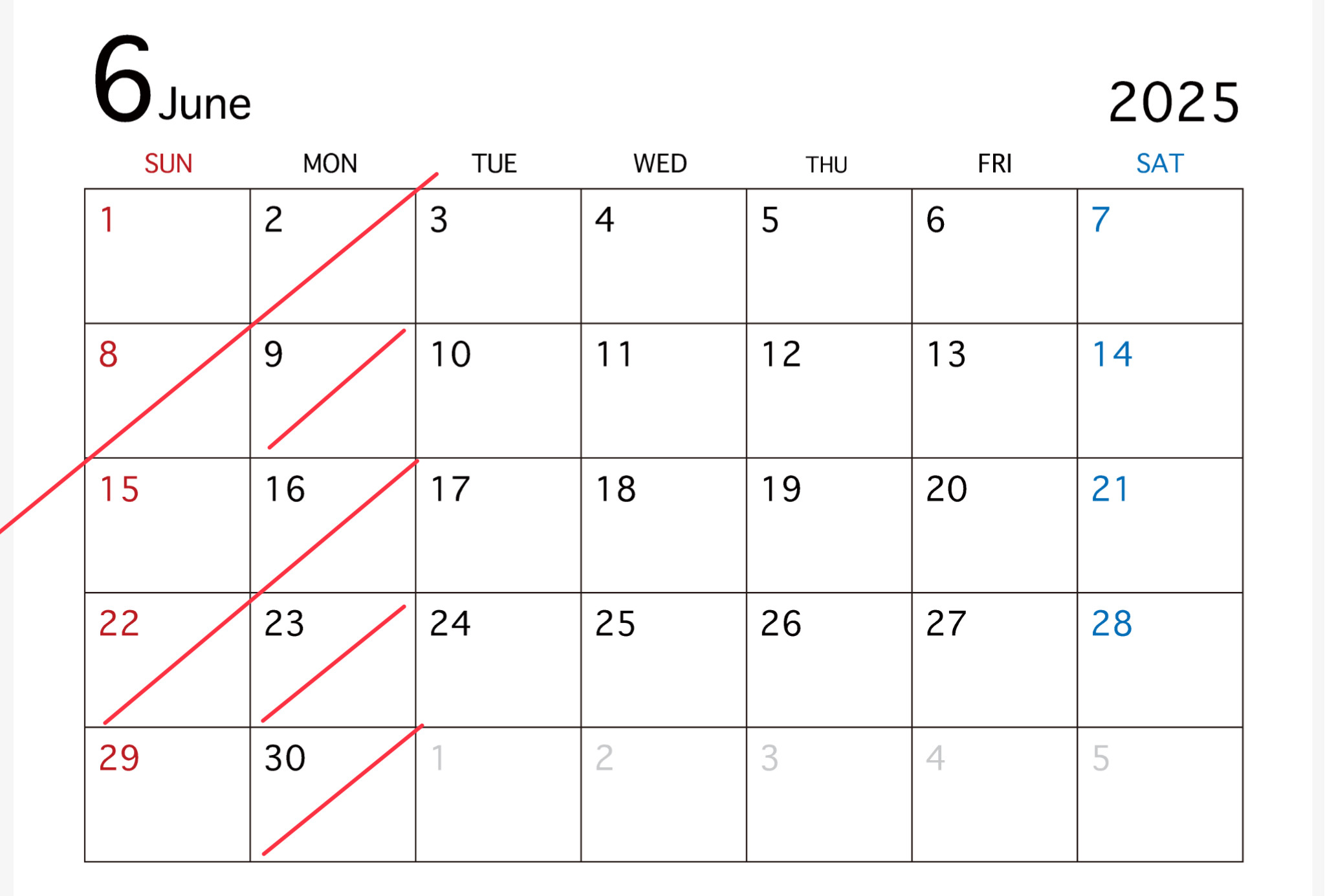 6月の営業日