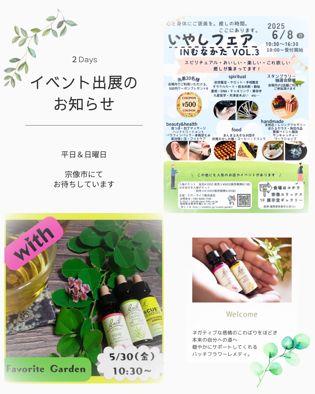 【平日&日曜】宗像イベント出展のお知らせ
