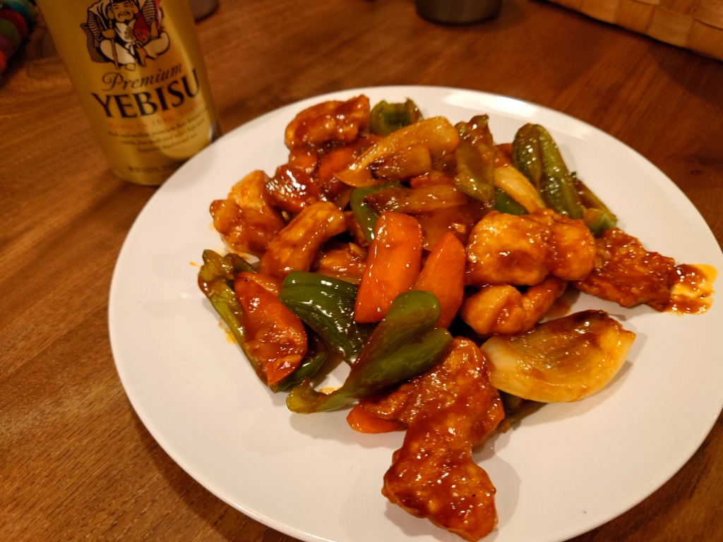 大毛、「酢豚」作りました