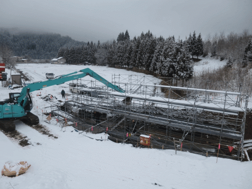 大堤地区ため池整備工事 吐出口造成の過程