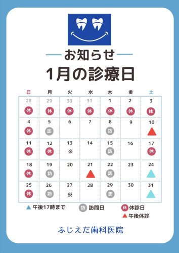 1月診療日予定