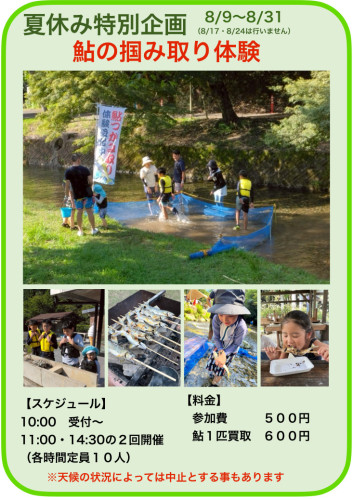 鮎の掴み取り体験