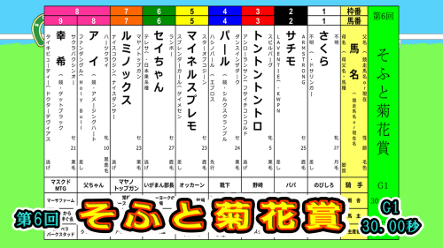 🏆【ソフト競馬】第6回<そふと菊花賞>(G1・30.00秒)