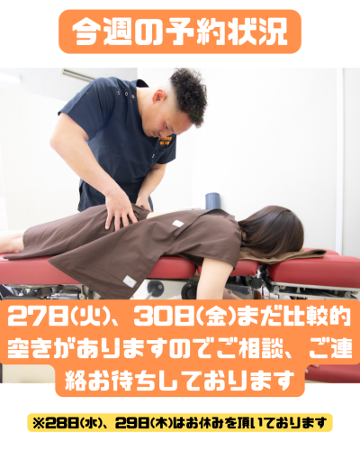 今週の予約状況のお知らせ