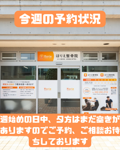 今週の予約状況のお知らせ