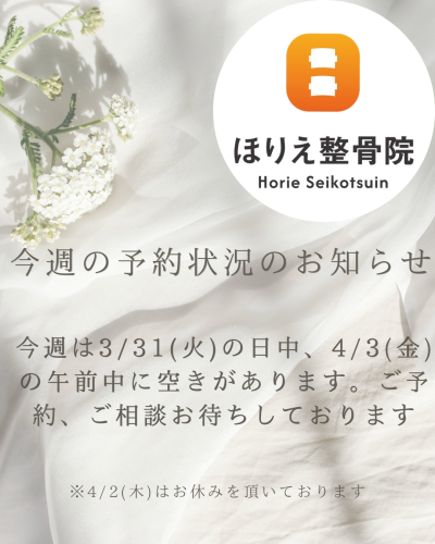 今週の予約状況のお知らせ