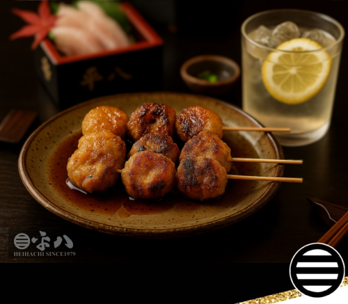 🥢 本日の一品…『自家製・手捏つくね串(平八特製ダレ)』