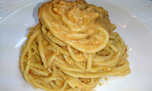 【夜のお料理】雲丹のクリームソースパスタ
