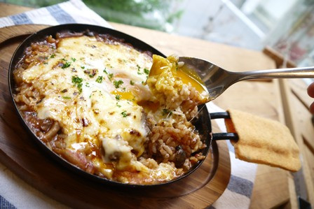 生ハムと枝豆の冷製トマトスープリゾット