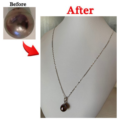 黒真珠１粒ネックレスへリフォーム　更新いたしました！
