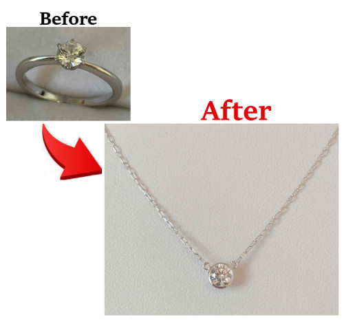 婚約指輪を バイザヤード風一粒ダイヤネックレスへ 更新しました!