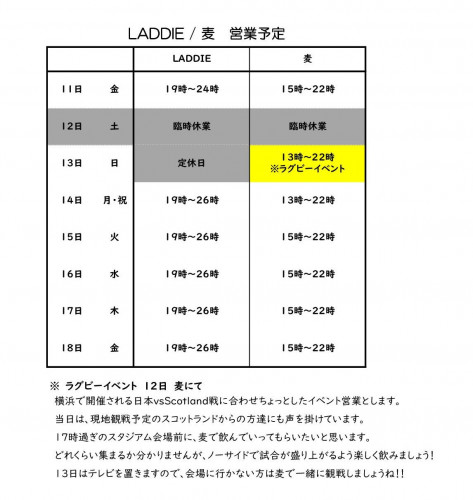 明日12日は臨時休業とします