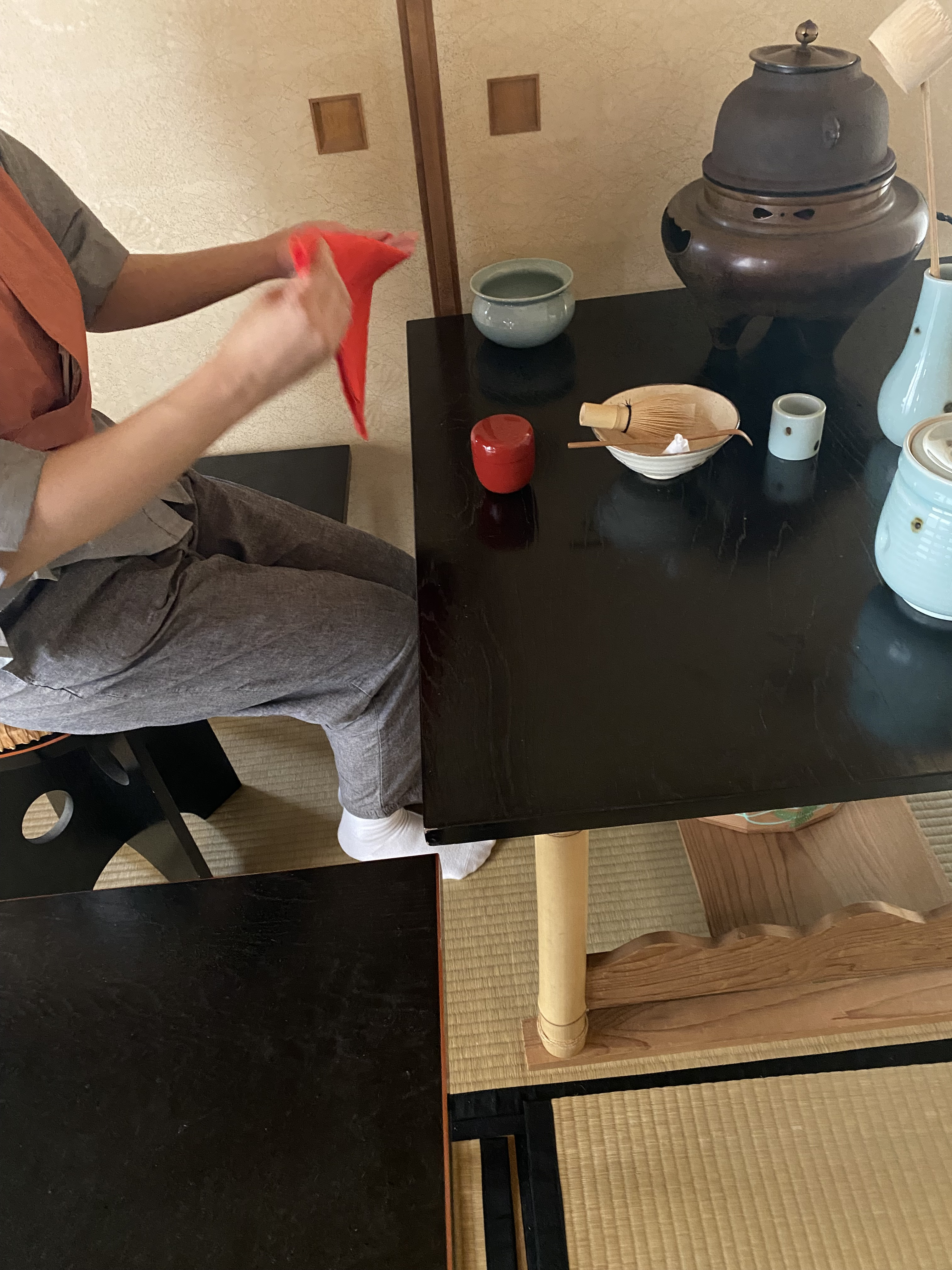 点茶盤で洗い茶巾を・・・
