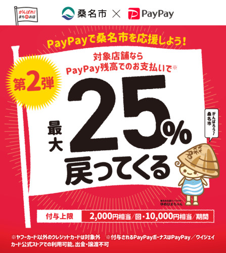 街のPayPay祭り+がんばれ桑名!最大25%戻ってくるキャンペーン第2弾