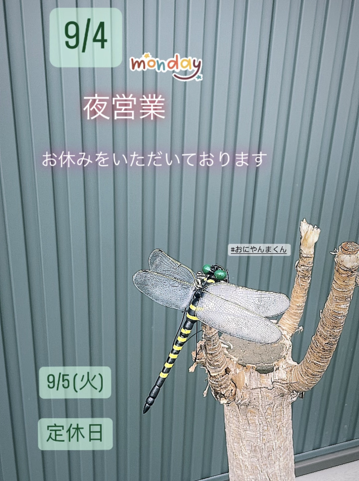 ＊ 9/4(月)夜営業 ＊
