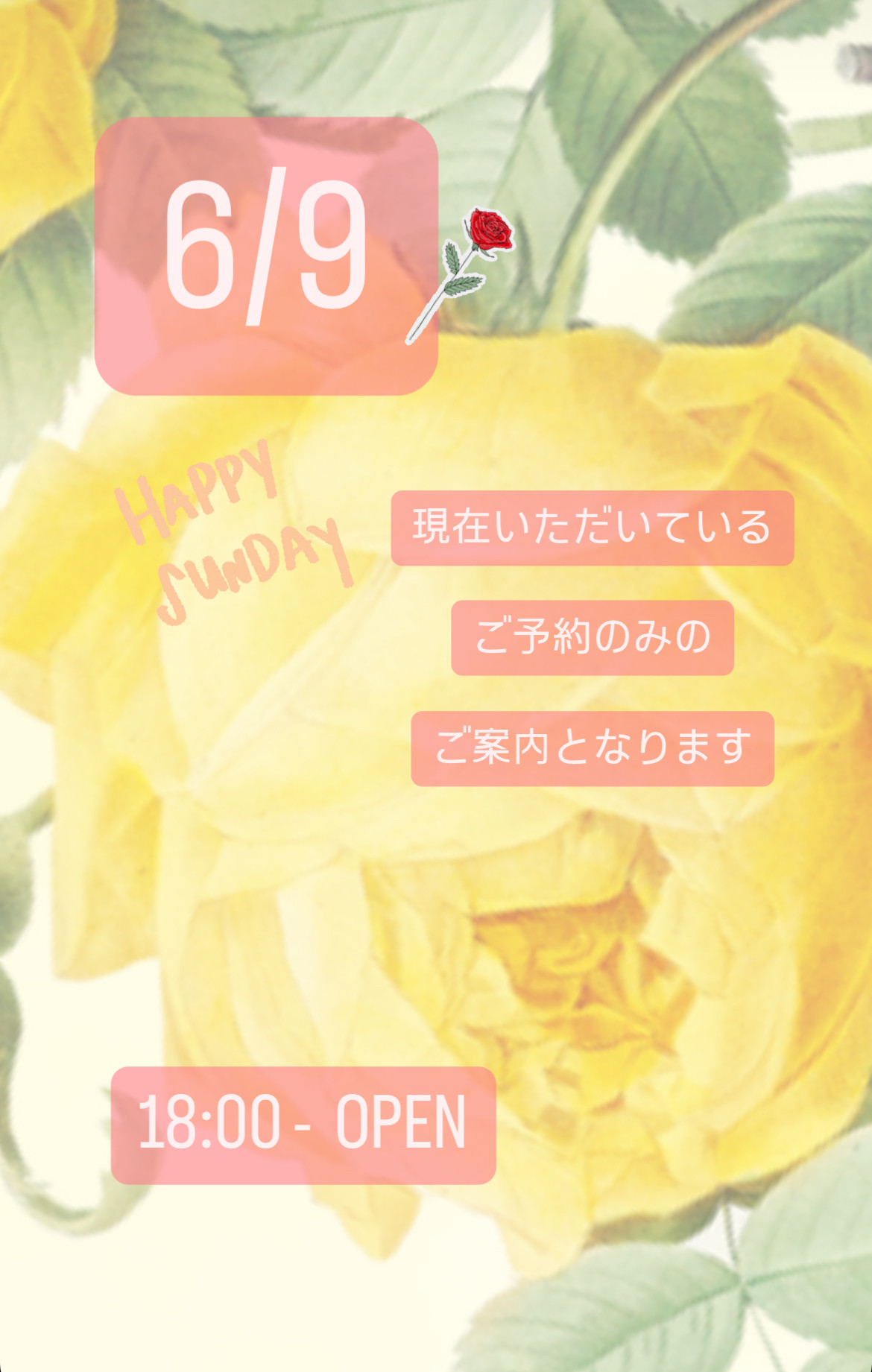 ＊ 6/9(日)夜営業 ＊
