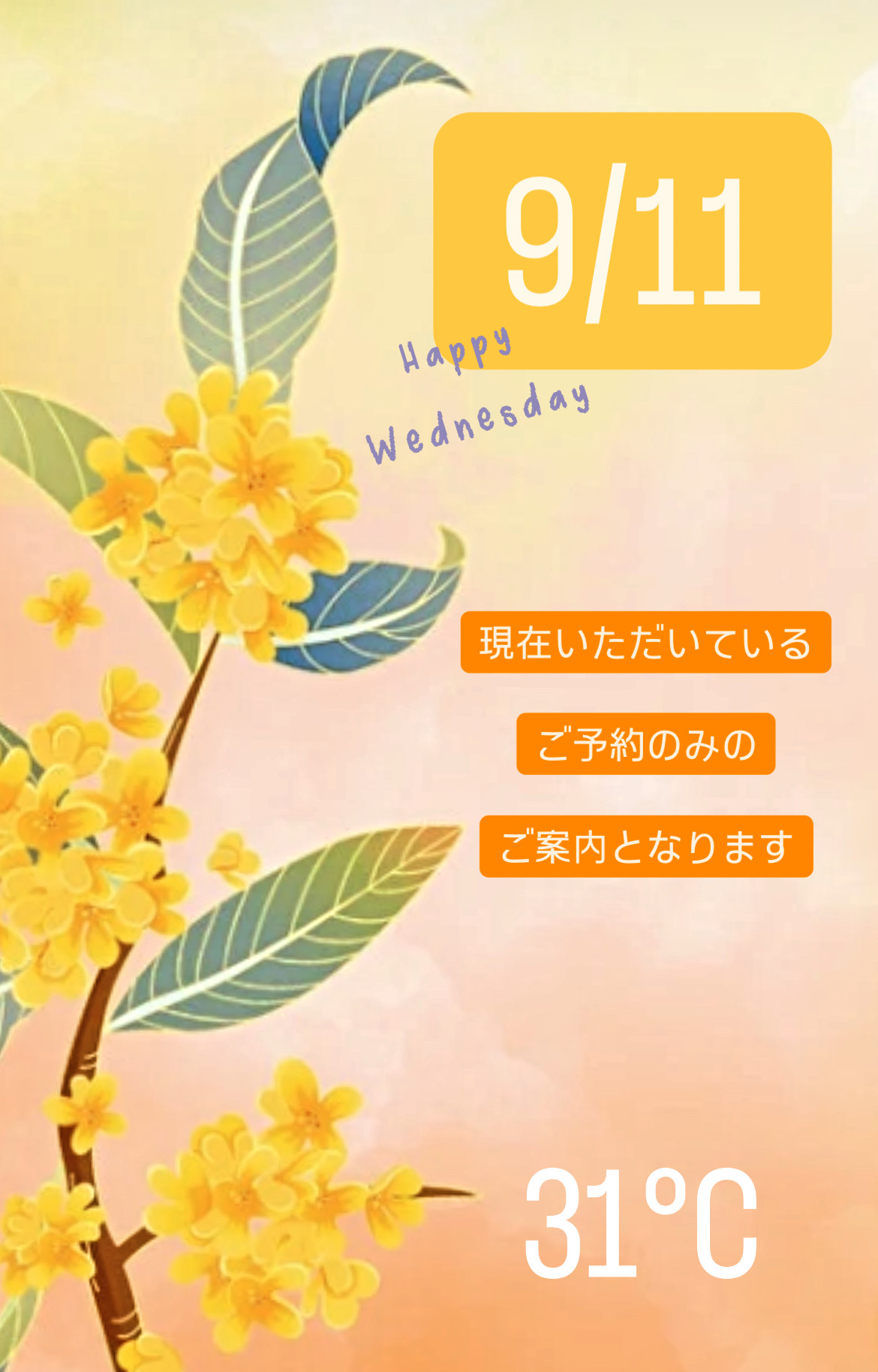 ＊ 9/11(水)夜営業 ＊