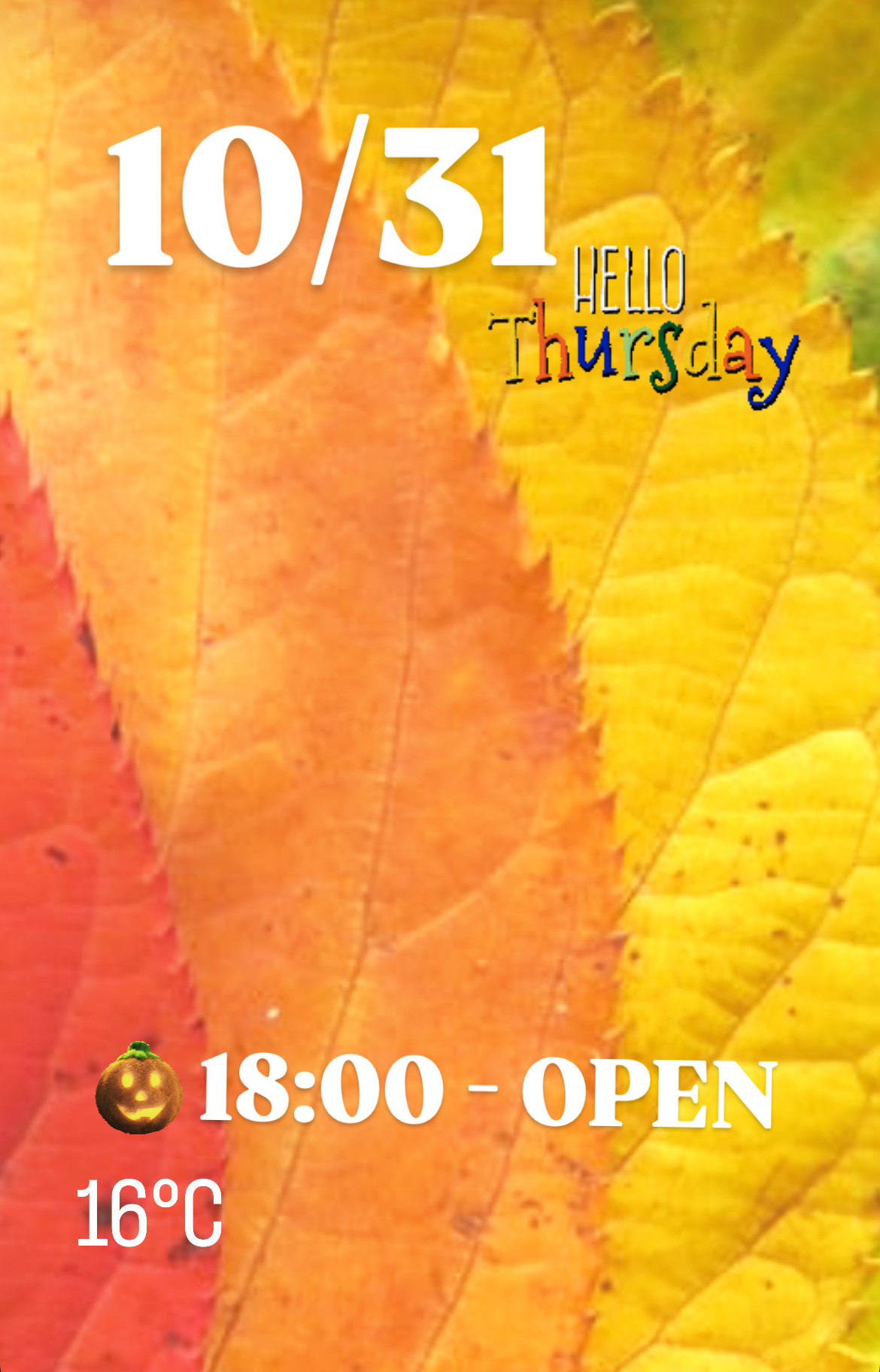 ＊ 10/31(木)夜営業 ＊
