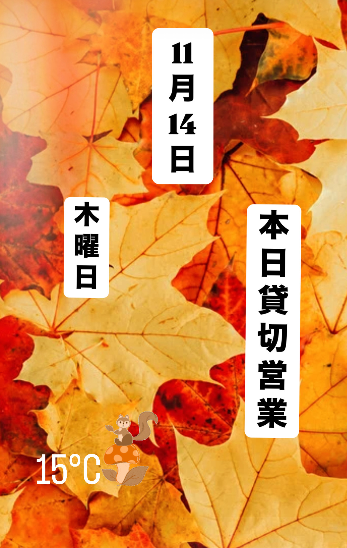 ＊ 11/14(木)夜営業 ＊