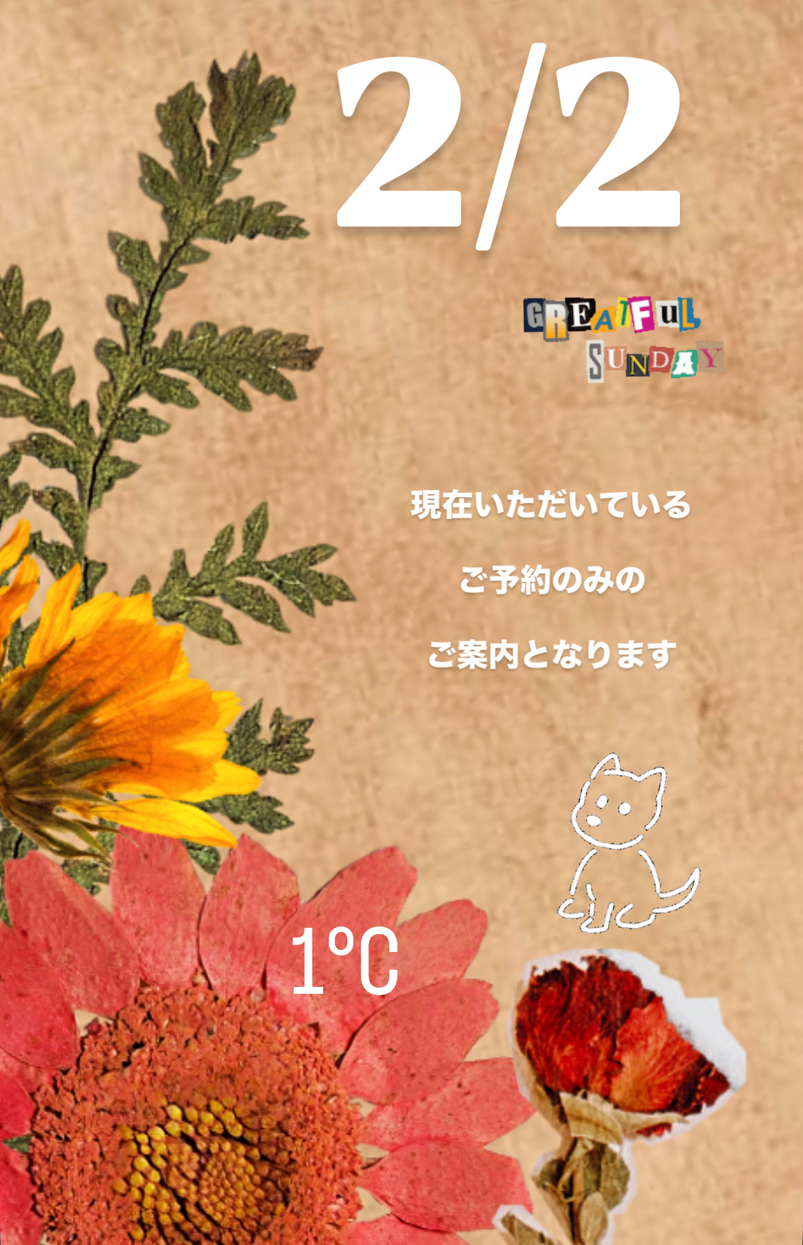 ＊ 2/2(日)夜営業 ＊
