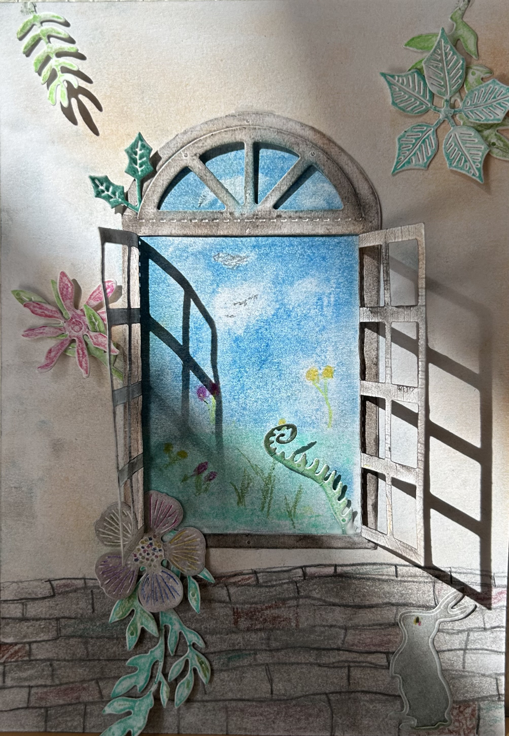 エンボス画 (小5 男子 「夏の窓辺」)