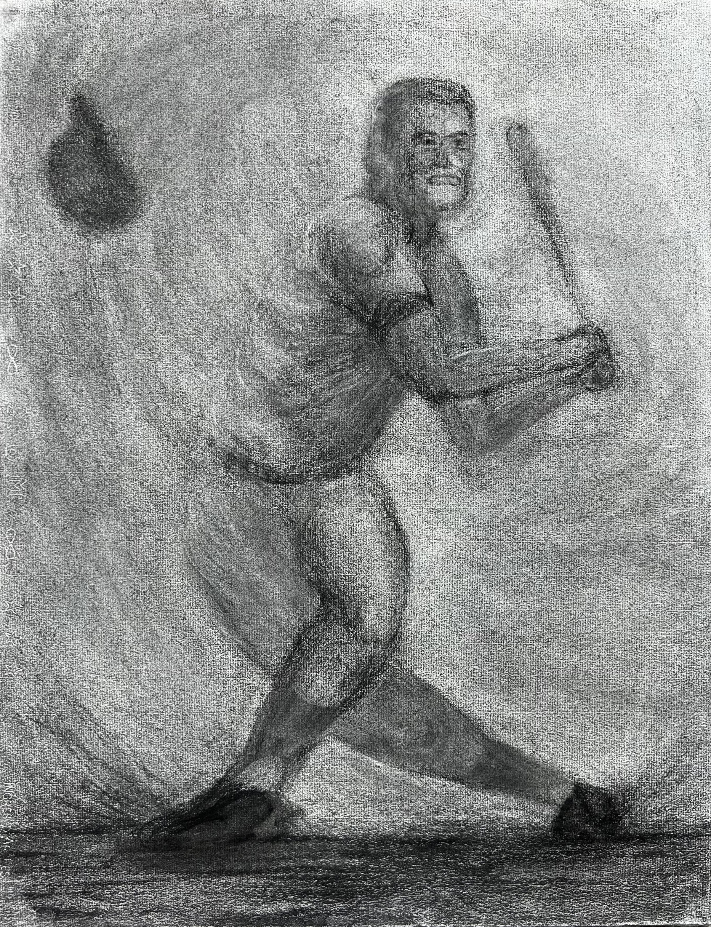 木炭デッサン ( 一般 男性 「記憶に残る三振」)