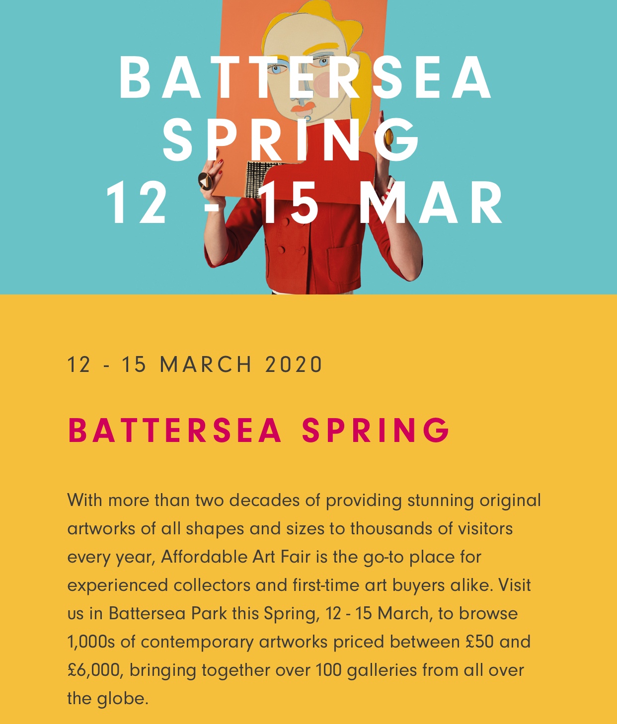 Affordable art fair Battersea 11-15 March 2020