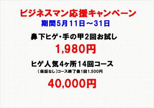 ビジネスマン応援キャンペーン