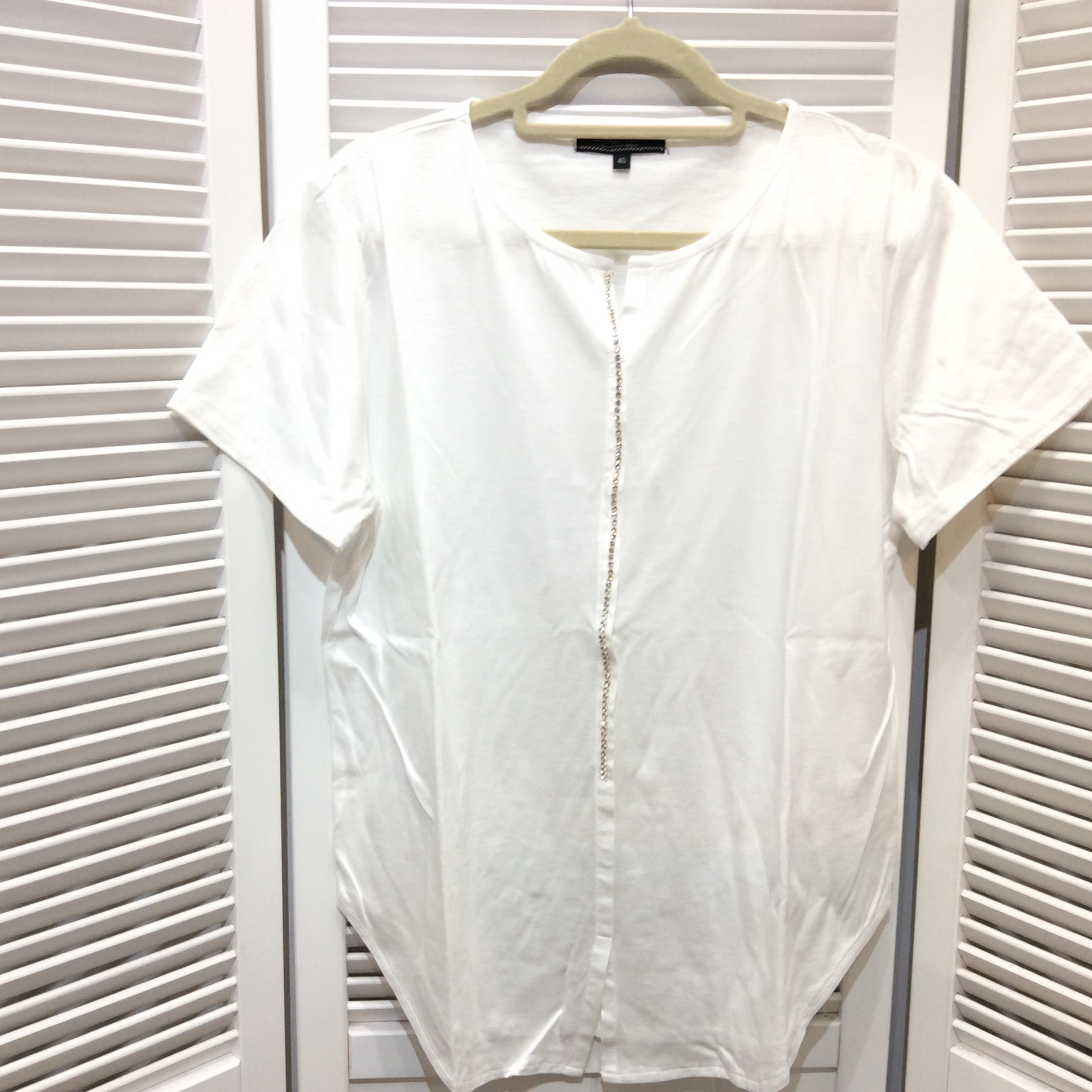 未使用 DUAL VIEW Tシャツ  40 ホワイト／ラインストーン