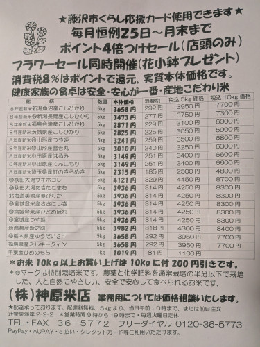 10月25日~31日までポイント4倍付けセール&フラワーセール