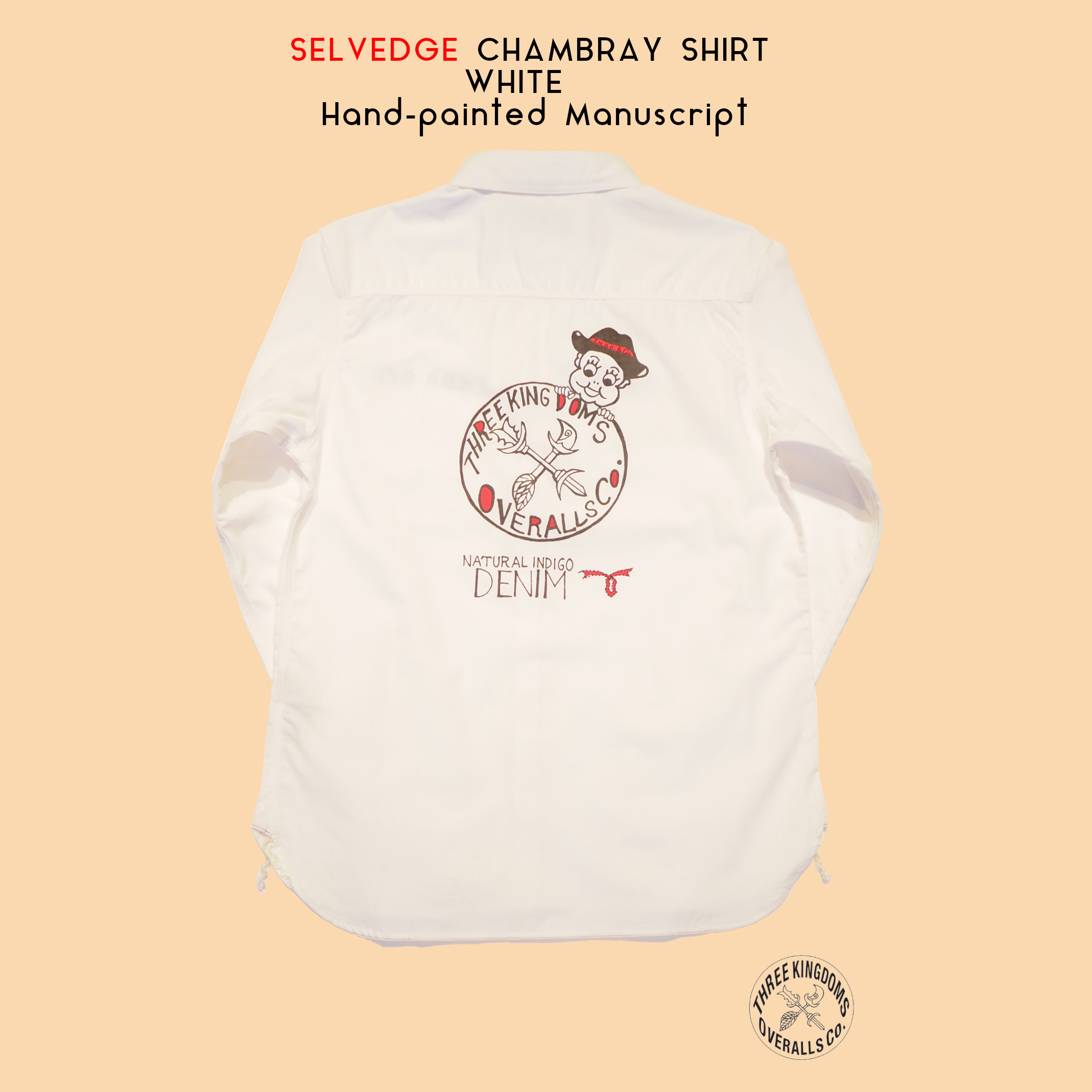 Selvedge Chambray Shirt White Hand-painted Manuscript CB01SwHPMは公式オンラインショップにて販売開始です📣📣📣👏👏👏。