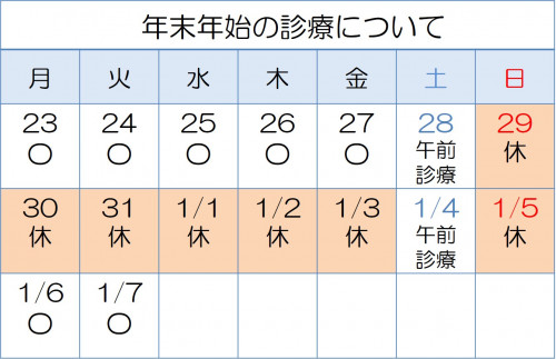 🔴 年末年始の診療について