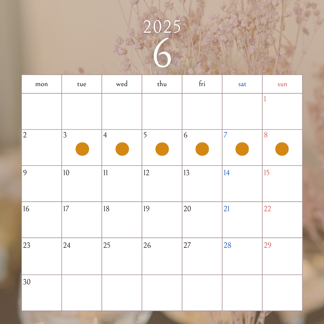 2025年6月の鑑定可能日(4/14現在)