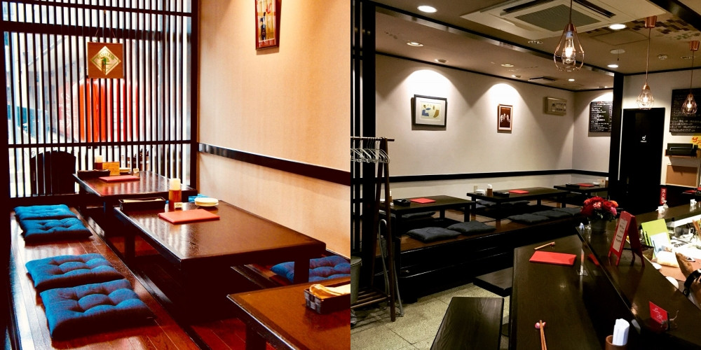 店内は落ち着いた雰囲気 小上がり席は掘りごたつタイプだから楽ちんです