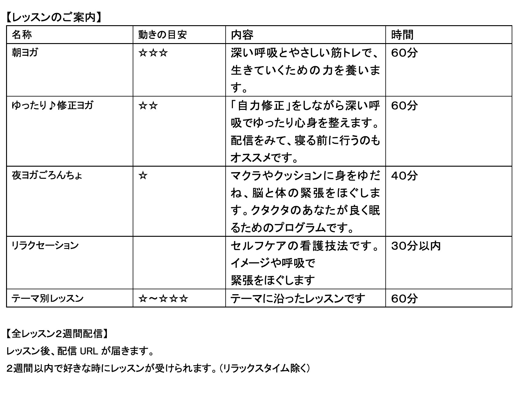 オンラインヨガレッスン内容