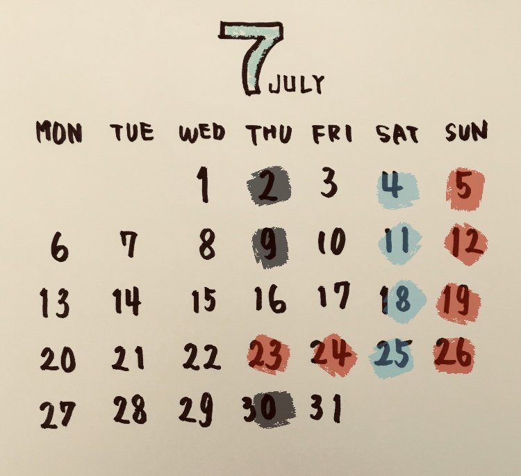 7月の店休日☆