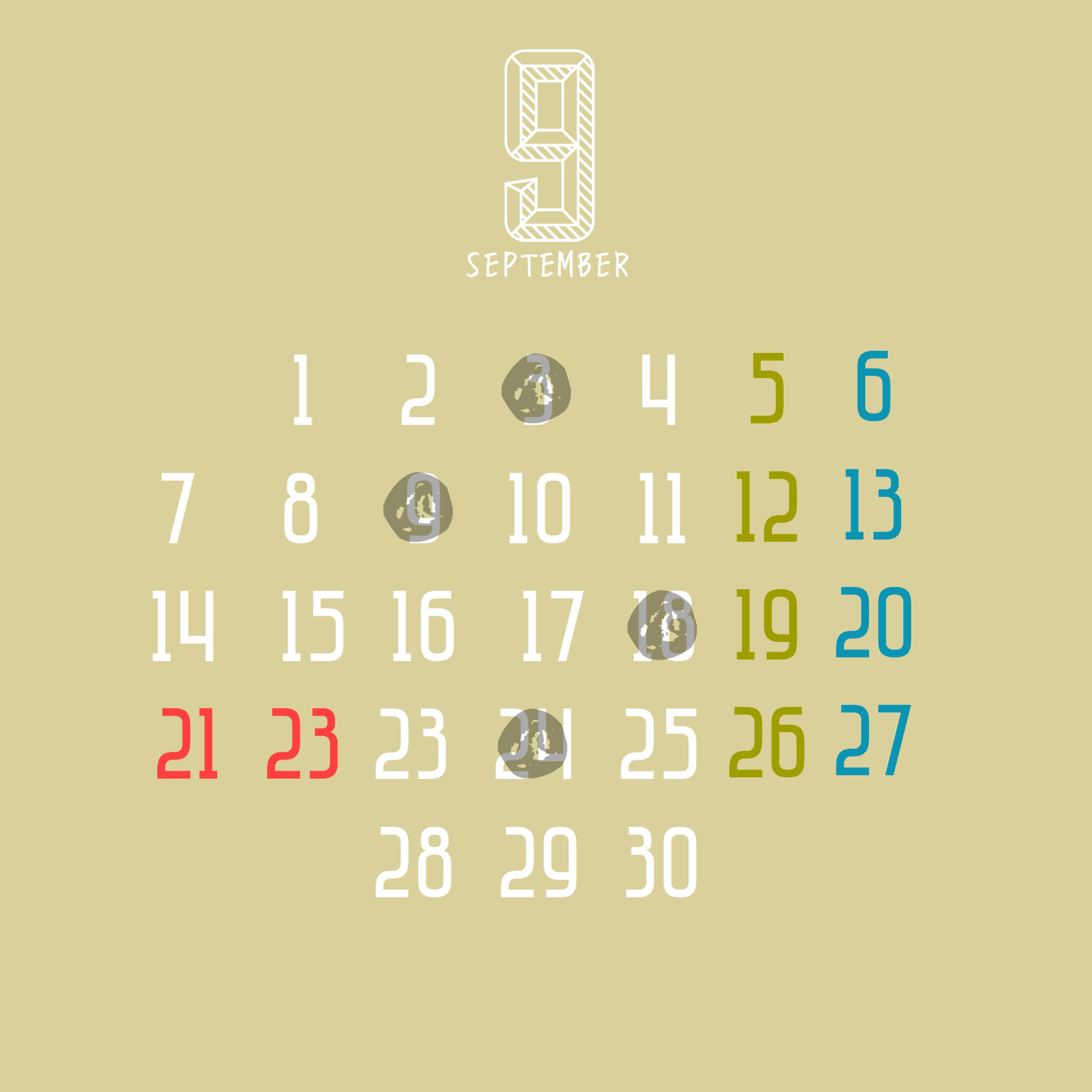9月の店休日☆