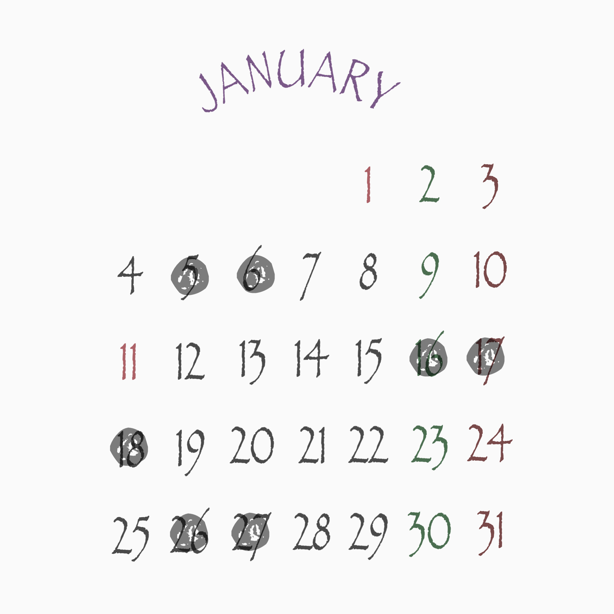 ☆1月の店休日☆