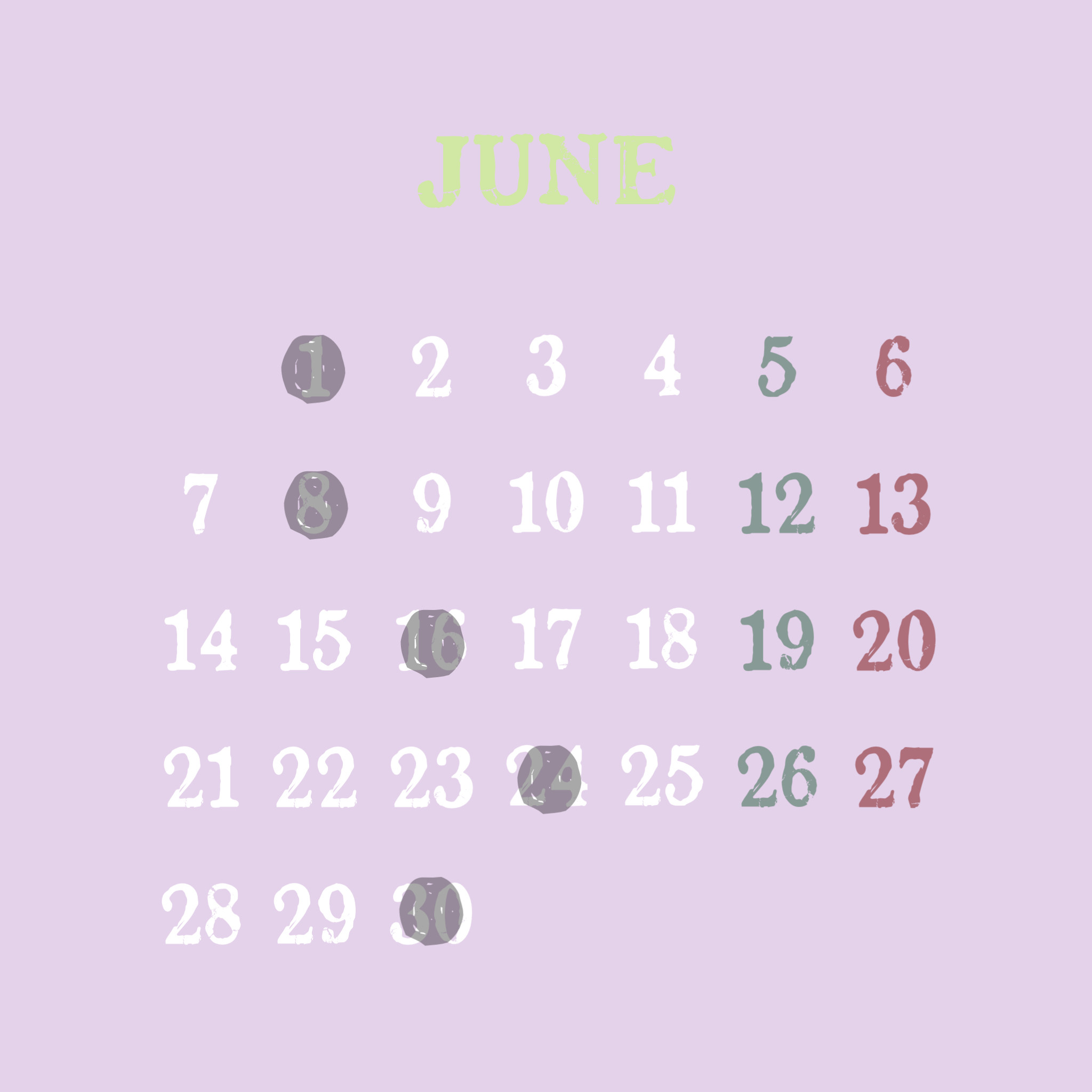 ☆6月の店休日☆