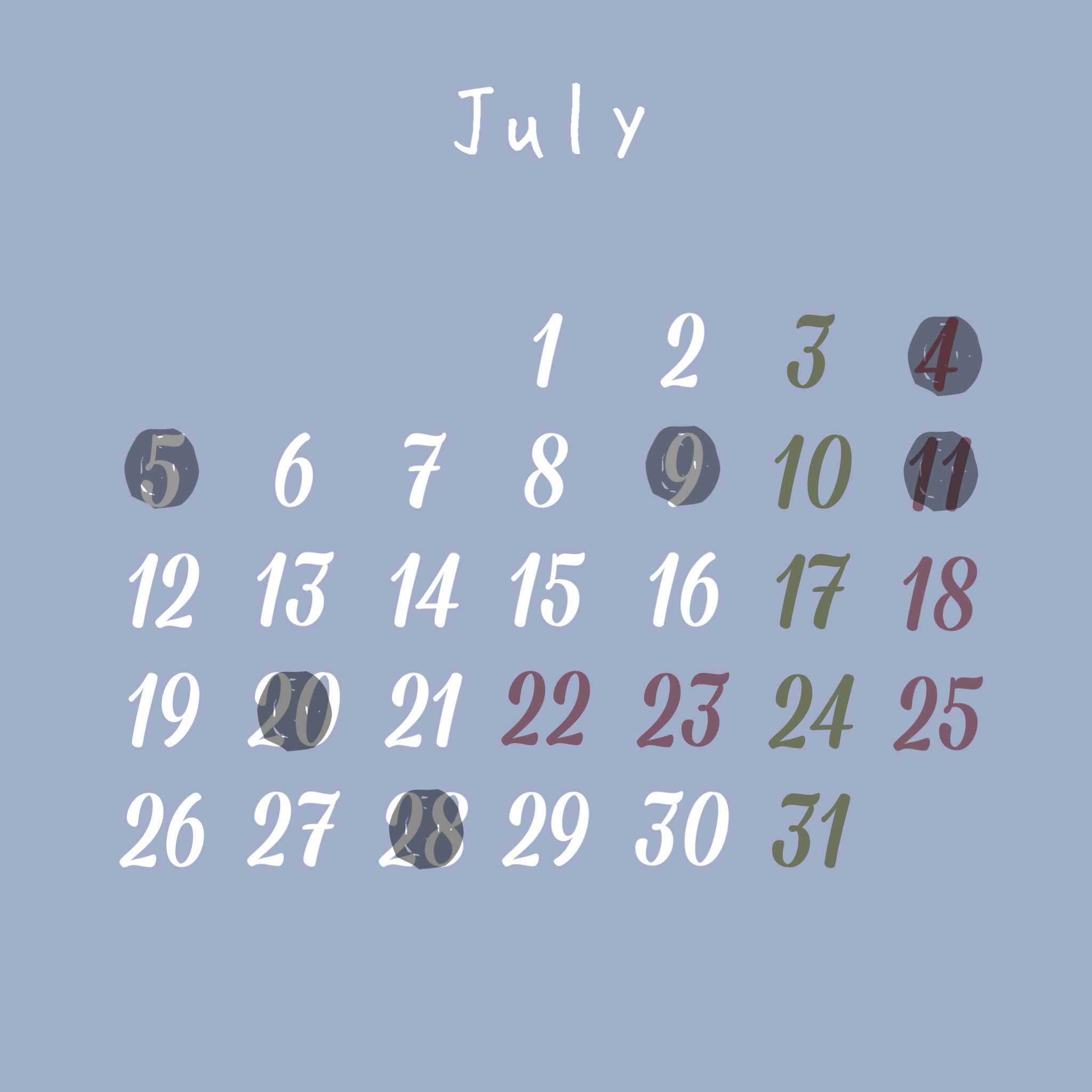 ☆7月の店休日☆