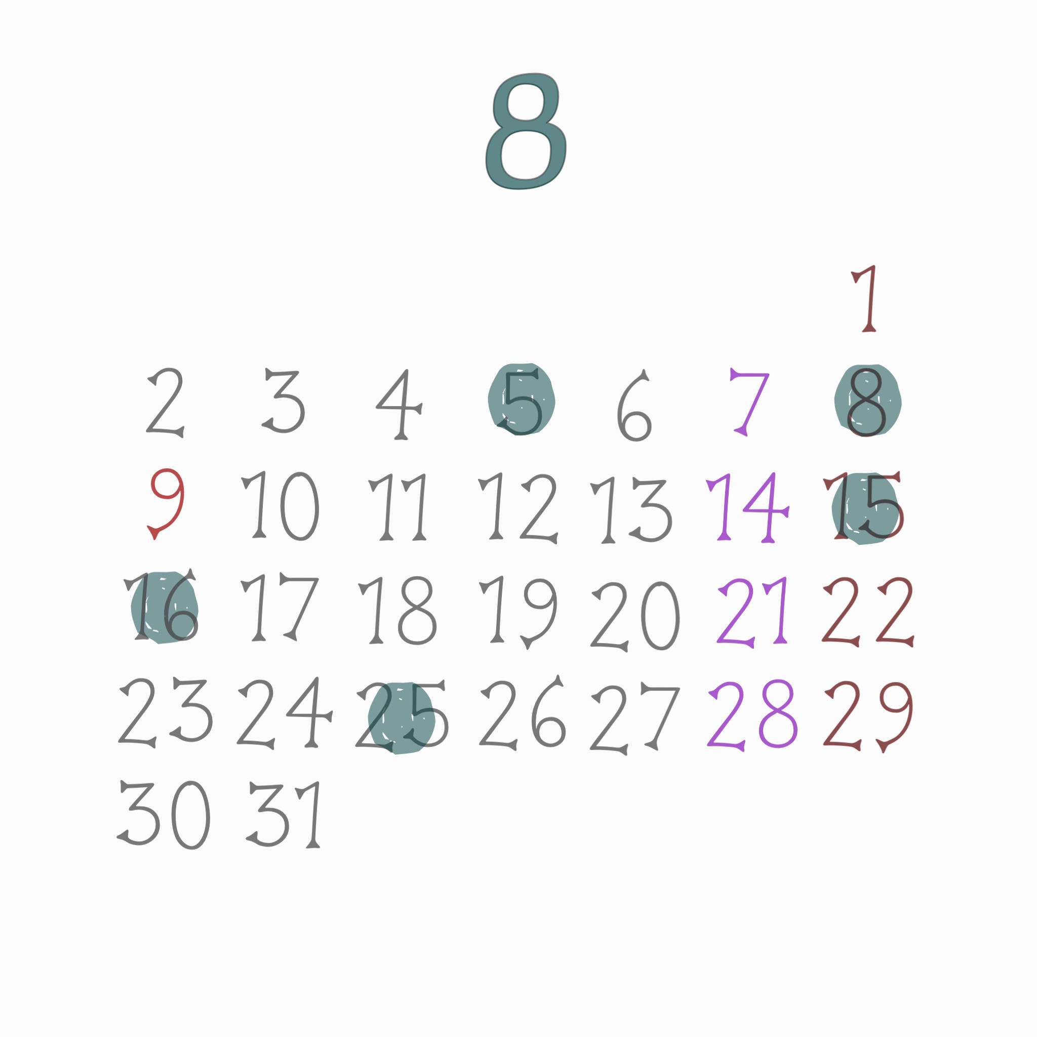 8月の店休日☆
