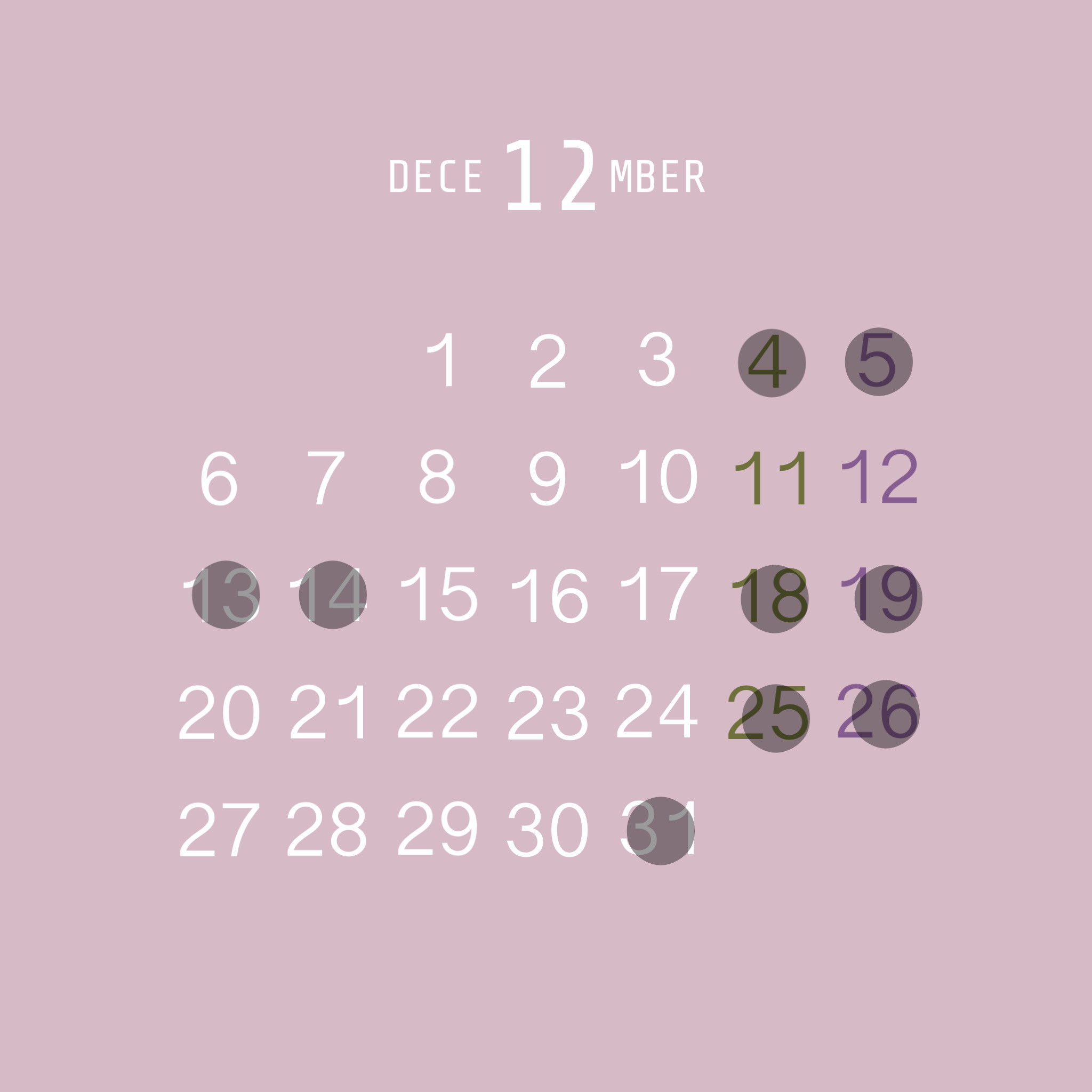 ☆12月の店休日☆